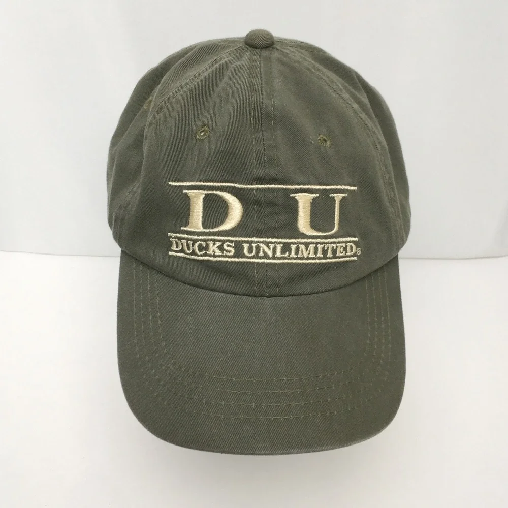 Ducks Unlimited Hat Mens OSFM Olive Green Embroidered Cotton Adjustable Ball Cap
